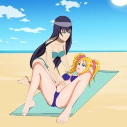 2girls anoneysnufftan applying_sunscreen beach bikini blonde_hair blue_eyes edasbild embarrassed female female_only hand_on_belly hand_on_breast highschool_of_the_dead humiliation imminent_death juliet_starling killer_lotion laying_on_back lollipop_chainsaw long_hair massage murder ocean on_back peril punishment rubbing saeko_busujima sand seaside sky snuff summer sunbathing swimsuit towel twintails