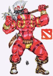 axe_(dota) bulge colored_sketch dota dota_2 male male_only muscles muscular muscular_male posing red_skin rodrigolandave8 sketch