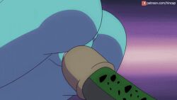 alien alien_girl animated ass blue_body blue_skin cell_(dragon_ball) cell_vore dragon_ball energy_drain hinca-p imperfect_cell monster rape tail tail_insertion tail_sex vore zangya