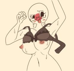 1girls big_breasts blush cocomooooochi countryhumans countryhumans_girl exposed_breasts glasses japan_(countryhumans)