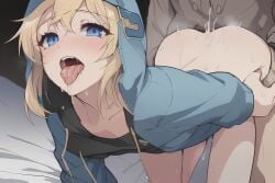 2boys ai_generated androgynous ass ass_grab blonde_hair blue_eyes blush bridget crossdressing cum_in_ass doggy_style femboy gay guilty_gear male nai_diffusion sex sexual_intercourse stable_diffusion yaoi