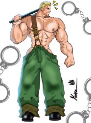 abs cody_travers handcuffs male male_only muscles muscular muscular_male pecs rodrigolandave8 street_fighter suspenders