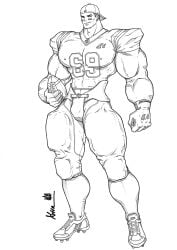 black_and_white bulge football football_player football_uniform male male_only muscles muscular muscular_male rodrigolandave8 sketch uncolored