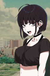 1girls animated black_eyes black_hair breasts choker ear_piercing english_text female female_only goth goth_girl insulting_viewer j.k. june_(oc) midriff no_sound original original_character outdoors pale-skinned_female pale_skin segal03 short_hair shorter_than_30_seconds solo speech_bubble tagme text text_bubble video white_skin