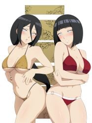 2girls adult age_difference animanghayodraw arms_under_breasts bikini boruto:_naruto_next_generations breasts brown_hair covering covering_self crossed_arms embarrassed huge_breasts hyuuga_hanabi hyuuga_hinata lavender_eyes multiple_girls naruto naruto_(series) older_female older_sister posing purple_hair revealing_swimsuit shy siblings sisters skimpy skimpy_clothes swimsuit take_your_pick voluptuous young_adult younger_female younger_sister