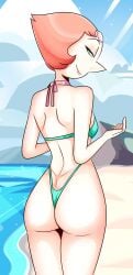 1girls 2023 absurd_res beach big_ass big_nose bikini blue_bikini blue_eyes cartoon_network color digital_media_(artwork) exposed_ass eyeshadow looking_back ocean peach_hair pearl_(gem) pearl_(steven_universe) pinup sand small_breasts solo sonson-sensei steven_universe swimsuit teasing teasing_viewer thong_bikini white_body white_skin