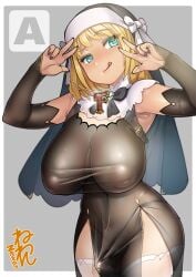 1futa 2023 areolae big_breasts big_penis blonde_hair blue_eyes breasts clothed clothing erection erection_under_clothes futa_only futanari horny human inverted_nipples light-skinned_futanari light_skin long_hair mostly_clothed necklace neone-x nipples nun original_character penis quince_(neone-x) see-through solo standing tenting translucent