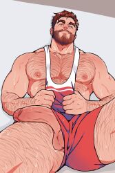 big_cock big_penis boner erect_penis erection hairy hairy_chest head_grab huge_cock huge_cock male male_only muscles muscular muscular_male penis_through_leghole sweaty wickedsturdy