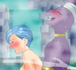 1boy 1girls 2021 ambiguous_penetration anthro anthro_on_human bath beerus blue_hair blush breasts bulma_briefs closed_eyes cum cum_inside domination dragon_ball dragon_ball_super female furry highres hot_spring implied_penetration implied_sex male maledom nude offscreen_sex open_mouth penetration setthh98 sex short_hair standing_sex straight