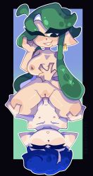big_breasts blue_hair blush breasts cephalopod cephalopod_humanoid dominant_female female female_on_top female_penetrated green_hair male request riding simple_background splatoon splatoon_(series) splatoon_2 splatoon_3 straight submissive_male tentacle tentacle_hair uncensored