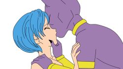 1boy 1girls 2019 anthro anthro_on_human beerus blue_hair breasts bulma_briefs closed_eyes domination dragon_ball dragon_ball_super female furry highres kissing male maledom no_sex nude setthh98 short_hair straight