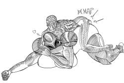 absurd_res alien alien_humanoid ambiguous_penetration armor armored_dark_samus bald balls big_breasts black_and_white breasts breasts_on_ground dark_samus detailed duo female flesh_creature from_behind_position genitals gigeresque_(genre) goo_creature goo_humanoid heart hi_res humanoid looking_at_another looking_at_partner looking_back male male/female metroid metroid_(species) metroid_prime monochrome mouthless nintendo onomatopoeia penetration protagonist_(scorn) scorn_(game) sex sound_effects text thick_thighs unknown_artist vein whap