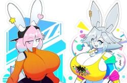 2boys :3 anthro busty_boy headswap male_with_breasts peanut_butter_(theycallhimcake) tagme theycallhimcake tristan_(bluebunboi)