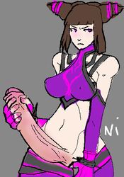 1futa brown_hair futa_only futanari human intersex juri_han ni solo street_fighter