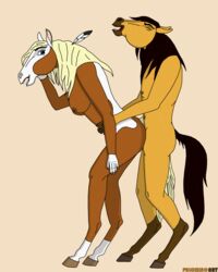 5_fingers anthro_on_anthro anthro_penetrated anthro_penetrating anthro_penetrating_anthro anthrofied dreamworks hooves rain_(cimarron) spirit:_stallion_of_the_cimarron spirit_(character) tagme