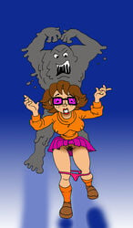 big_breasts breasts dennis_clark erect_nipples glasses hanna-barbera monster open_mouth panties panties_down pubic_hair pussy scooby-doo skirt velma_dinkley