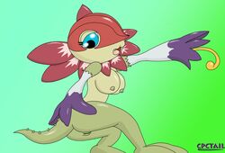 anthro breasts digimon female female_only floramon nipples side_view solo tagme toony