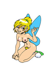 breasts dennis_clark disney disney_fairies fairy female female_only mostly_nude nipples pale_skin peter_pan_(disney) pubic_hair shoes sitting solo tagme tinker_bell toony wings