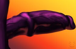 big_penis close-up corinoch corinoch_(artist) genitals glistening glistening_body goo_creature long_penis male medial_ring monster penis penis_focus purple_penis solo vein veiny_penis