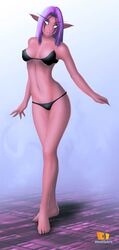 bikini bra cute feet legs nails night_elf purple_hair string tagme thong world_of_warcraft