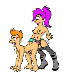 dennis_clark femdom futurama pegging pegging_male philip_j_fry strap-on tagme turanga_leela