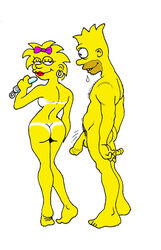 ass barefoot bart_simpson color dennis_clark female human incest maggie_simpson male nude penis standing straight tagme testicles the_simpsons yellow_body