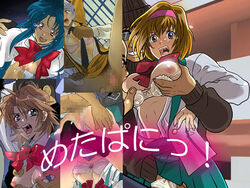 1234567th_post 3girls 4girls blue_hair bra breast_grab breasts female full_metal_panic kaname_chidori male mizuki_inaba multiple_boys multiple_girls tagme teletha_testarossa