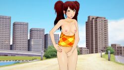 1girls 3d 3d_(artwork) atlus breasts confident dress_lift effineffer exhibitionism exposed female female_focus female_only female_pervert flashing kujikawa_rise looking_at_viewer nipples no_panties object_in_pussy object_insertion outdoors outside pale_skin persona persona_4 popsicle popsicle_in_pussy popsicle_insertion public public_exposure public_indecency public_nudity pussy schoolgirl seductive_smile showing_off streaking