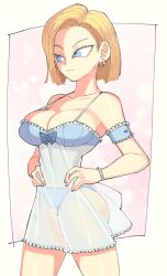 android_18 dragon_ball inkuusan nightgown tagme yellow_hair