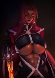 abs big_breasts breasts busty female female_focus female_only hourglass_figure ingrid_(taimanin_asagi) large_breasts long_hair makeup pink_hair standing taimanin_(series) taimanin_asagi_battle_arena underboob wide_hips xuuikie xuuikie_ashe