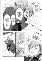 ashe_ubert bed byleth_(fire_emblem) byleth_(fire_emblem)_(male) doujinshi english_text erutasuku fire_emblem fire_emblem:_three_houses gay handholding husband_and_husband imminent_sex wedding_night wedding_ring yaoi