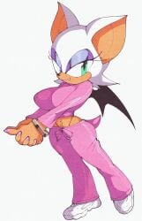 1girls 2d anthro bracelet breasts color curvy fangs female female_only furry inkuusan jogging_outfit membranous_wings rouge_the_bat sega sonic_(series) sonic_the_hedgehog_(series) tagme wings