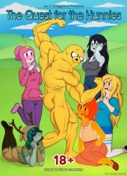 1boy 2019 5girls adventure_time alternate_version amazed anthro april_fools barefoot blush branch buckteeth cartoon_network crop_top cubbychambers fionna_the_human_girl flame_princess full_body fully_clothed hat huntress_wizard jacket jake_the_dog laying_on_ground leaves long_hair long_shirt male marceline muscular_anthro nude_male outdoors pants parody parody_comic portrait princess_bubblegum saliva_drip shoes short_hair sitting sleeveless_shirt straight_hair text thighhighs