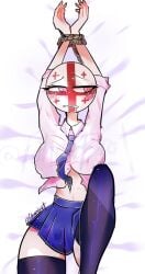 blush countryhuman countryhumans countryhumans_girl fuhrerbrot georgia georgia_(countryhumans) georgian school_uniform schoolgirl skirt tied_hands white_body