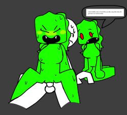 1boy 2girls blush fangs fnafthefreddys ghost_girl green_hair green_skin happy_sex lampyreal meme on_top penetration penis red_eyes sex speech_bubble stupid_ghost sweat