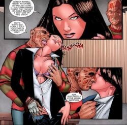 1boy 1girls a_nightmare_on_elm_street age_difference breasts clothed_male_clothed_female comic_page father_and_daughter freddy_krueger grabbing_breasts hand_on_breast hand_on_vagina incest katherine_krueger kissing maggie_burroughs nightmare_on_elm_street sex tongue