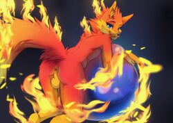 2023 anthro anus ass balls blue_eyes canid canine crescent0100 dancrescentwolf digital_drawing_(artwork) digital_media_(artwork) fire firefox flaming_tail foreskin fox fur genitals girly glans hi_res humanoid_genitalia humanoid_penis looking_at_viewer male mammal mozilla mozilla_firefox_(character) orange_body orange_ears orange_fur orange_tail penis smile smiling_at_viewer solo tail