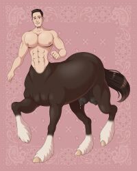 1boy abs andromorph barazoku big_pecs bodily_fluids breasts brown_eyes brown_hair centaur cheekbones crotchboobs cuntboy dripping dripping_milk equid equid_taur equine fist frankly-art hair hi_res hooves humanoid humanoid_taur hyper_udders intersex jefftaur lactating large_pecs leaking male male_focus male_only male_with_breasts mammal mammal_taur milk_leaking muscular muscular_andromorph muscular_intersex muscular_male navel nipples nude paisley_pattern pecs smile solo tail taur udders western