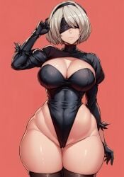 ai_generated blindfold breasts curvy lbig_breasts nier nier:_automata nier_(series) oatmealdood square_enix thick_thighs thong_leotard yorha_2b