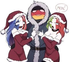 ._. 1boy 2girls alternate_version_available blush christmas clothing countryhumans countryhumans_girl cry crying_with_eyes_open france_(countryhumans) germany_(countryhumans) italy_(countryhumans) saylluna