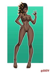 1girls african african_female bilnsfw dark-skinned_female dark_skin dreadlocks earrings female_only green_eyes hairy_pussy league_of_legends nude riot_games senna_(league_of_legends) undercut undercut_dreads