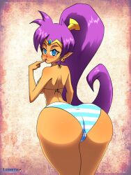 1girls ass bikini female female_only layerth looking_back purple_hair shantae shantae_(character) solo swimsuit