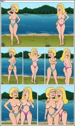 2girls american_dad ass backview battle bikini bikini_bottom blonde_hair blue_bikini_bottom breasts cameltoe comic crossover erect_nipples francine_smith front_view gina_jabowski lake long_hair masturbation masturbation_through_clothing milf multiple_girls nipples paradise_pd pink_bikini_bottom sexfight sexfightfun short_hair smiley_face swimsuit tan_body tan_lines tan_skin water yuri