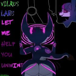 anthro brainwashing degeneratewaste ear_tuft ears_up glowing glowing_eyes hobkin horns hypnosis neko_alchemy purple_eyes purple_fur screen spiral spiral_eyes tattoo tattoos