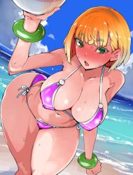 arms_(game) beach big_breasts bikini blush min_min_(arms) nintendo sweat swimsuit takayama_toshinori thighs