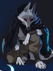 1girls 2023 anthro areolae biped black_cloak black_sclera breasts canid canine canis claws crouching death_(puss_in_boots) digital_media_(artwork) dreamworks female female_only finger_claws fur genderswap_(mtf) hi_res kame_3 looking_at_viewer mammal mtf_crossgender nipples puss_in_boots_(dreamworks) puss_in_boots_the_last_wish red_eyes rule_63 sickle solo toe_claws white_body white_fur wolf