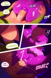 2023 anal anal_sex anthro anthro_penetrated anus ass balls big_butt bodily_fluids bottomless brown_hair clothed clothing comic cum cum_in_ass cum_inside deltarune duo english_text exclamation_point female female_penetrated fingers genital_fluids genitals hair hand_on_butt hi_res huge_butt human human_on_anthro human_penetrating human_penetrating_anthro interspecies kris_(deltarune) male male/female male_penetrating male_penetrating_female mammal open_mouth penetration penis purple_anus purple_body purple_pussy pussy reptile scalie sex susie_(deltarune) svarzye tail text topwear undertale_(series) vein veiny_penis