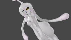 3d_(artwork) adriandustred anthro ass black_sclera blender_(software) breasts cosplay delirium_(the_binding_of_isaac) digital_media_(artwork) female goo_creature hi_res humanoid looking_at_viewer monster_girl_(genre) monster_musume monster_musume_no_iru_nichijou nipples one_eye_closed simple_background slime solo suu_(monster_musume) the_binding_of_isaac voidwillow white_body wink