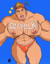 big_bulge bulge english_text got_milk huge_bulge looking_at_viewer male male_only muscles muscular muscular_male pec_squeeze rodrigolandave8 tongue_out underwear underwear_only winking winking_at_viewer