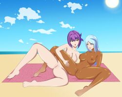 2girls andrea_davenport anoneysnufftan applying_sunscreen ayane_(doa) beach blue_hair breasts dead_or_alive disney edasbild embarrassed embarrassed_nude_female female female_only hand_on_thigh headband humiliation imminent_death killer_lotion lotion massage multiple_girls murder nipples nude ocean oil oiled one_eye_closed peril punishment purple_hair pussy rubbing sand seaside shiny_skin sky snuff spread_legs summer sunbathing sunscreen the_ghost_and_molly_mcgee thighs towel